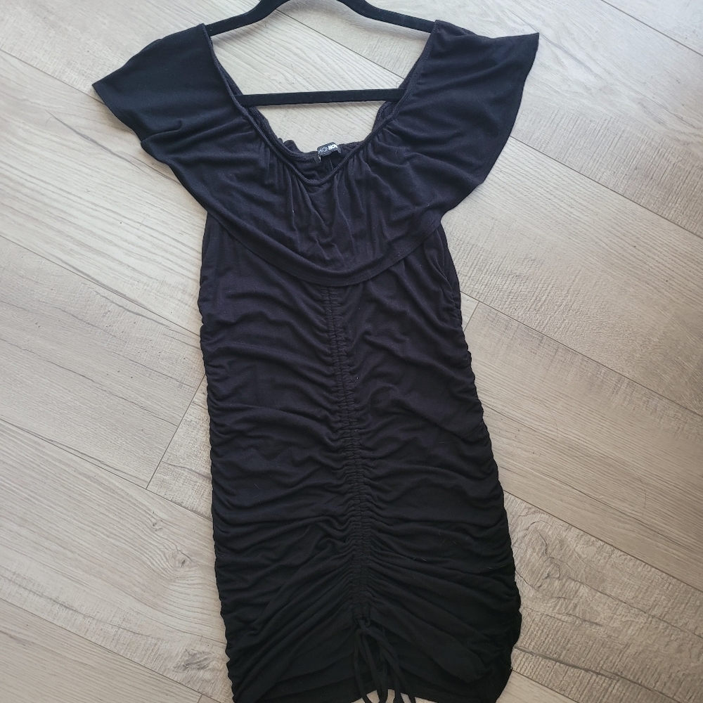 Fashion Nova Black Ruffle Midi Dress
